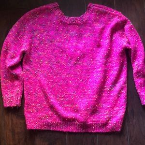 Main Strip Hot Pink Confetti Sweater with Back Cutouts